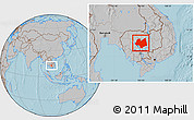 Gray Location Map of Kampong Thom, hill shading