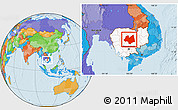 Political Location Map of Kampong Thom, highlighted country