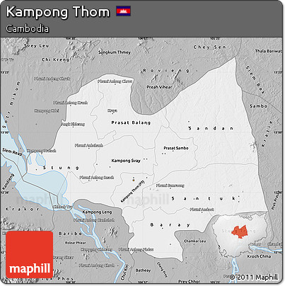 Gray Map of Kampong Thom