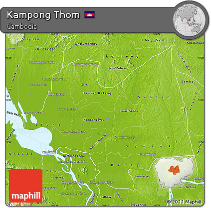 Physical Map of Kampong Thom