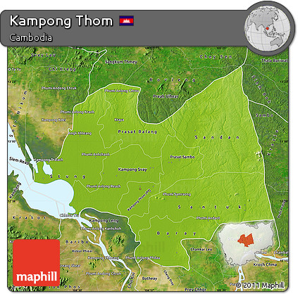 Physical Map of Kampong Thom, satellite outside