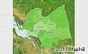 Political Shades Map of Kampong Thom, satellite outside