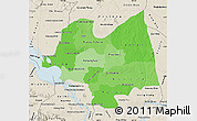 Political Shades Map of Kampong Thom, shaded relief outside