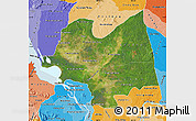 Satellite Map of Kampong Thom, political shades outside