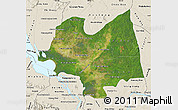 Satellite Map of Kampong Thom, shaded relief outside