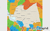 Shaded Relief Map of Kampong Thom, political outside