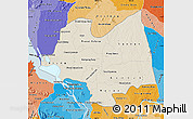 Shaded Relief Map of Kampong Thom, political shades outside
