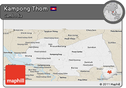 Classic Style Panoramic Map of Kampong Thom