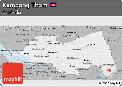 Gray Panoramic Map of Kampong Thom