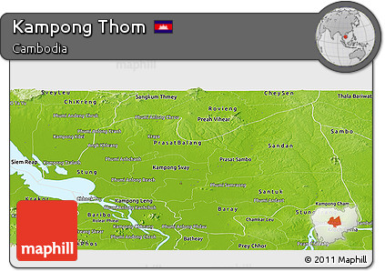 Physical Panoramic Map of Kampong Thom