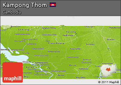 Physical Panoramic Map of Kampong Thom