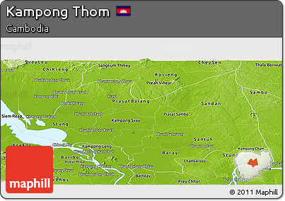 Physical Panoramic Map of Kampong Thom