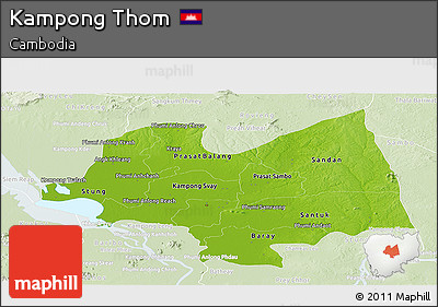 Physical Panoramic Map of Kampong Thom, lighten