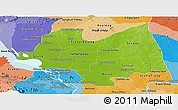 Physical Panoramic Map of Kampong Thom, political shades outside