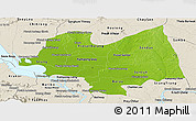 Physical Panoramic Map of Kampong Thom, shaded relief outside