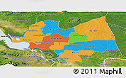 Political Panoramic Map of Kampong Thom, satellite outside