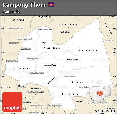 Classic Style Simple Map of Kampong Thom