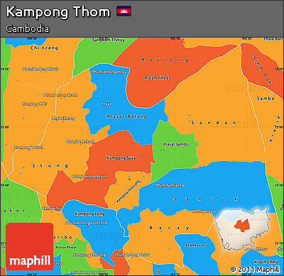 Political Simple Map of Kampong Thom