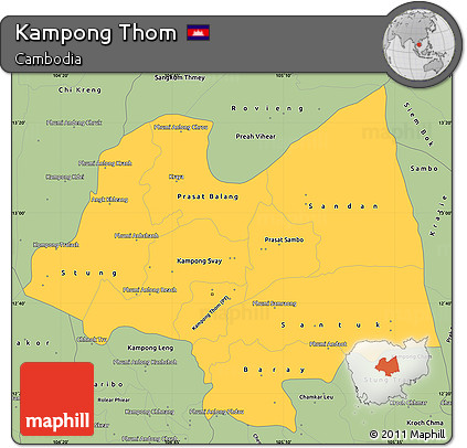 Savanna Style Simple Map of Kampong Thom