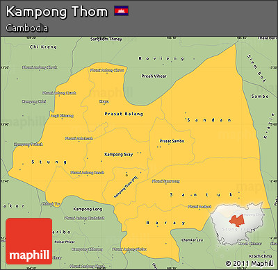 Savanna Style Simple Map of Kampong Thom