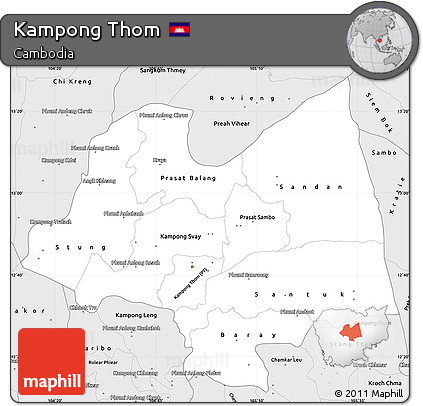 Silver Style Simple Map of Kampong Thom