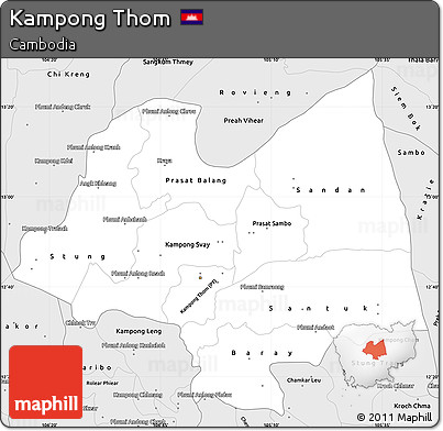 Silver Style Simple Map of Kampong Thom