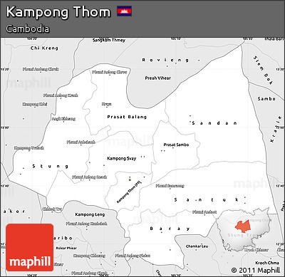 Silver Style Simple Map of Kampong Thom