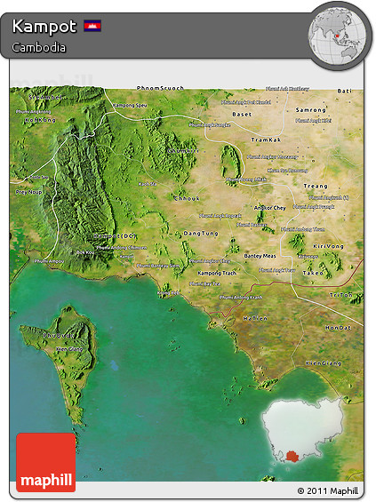 Satellite 3D Map of Kampot