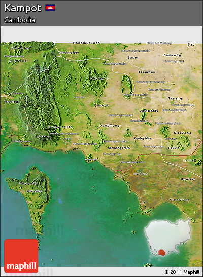 Satellite 3D Map of Kampot