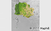 Satellite 3D Map of Kampot, lighten, desaturated