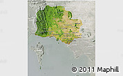 Satellite 3D Map of Kampot, lighten, semi-desaturated