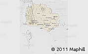 Shaded Relief 3D Map of Kampot, lighten, desaturated