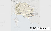 Shaded Relief 3D Map of Kampot, lighten, semi-desaturated