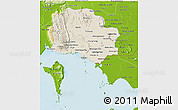 Shaded Relief 3D Map of Kampot, physical outside