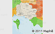 Shaded Relief 3D Map of Kampot, political shades outside