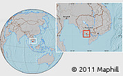 Gray Location Map of Dang Tung, within the entire country, hill shading