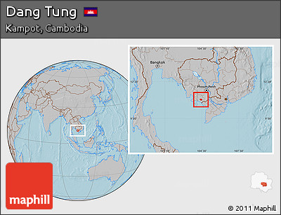 Gray Location Map of Dang Tung, hill shading