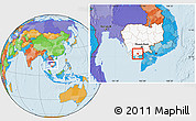 Political Location Map of Dang Tung, highlighted country, within the entire country