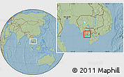 Savanna Style Location Map of Dang Tung, within the entire country, hill shading