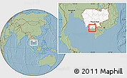 Savanna Style Location Map of Dang Tung, highlighted country, hill shading
