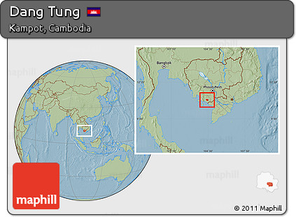 Savanna Style Location Map of Dang Tung, hill shading