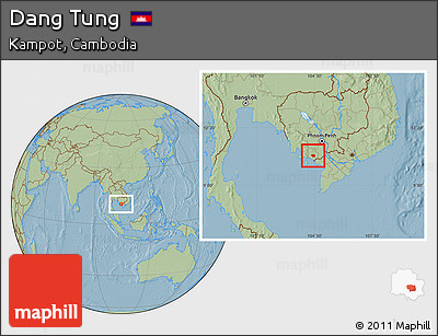 Savanna Style Location Map of Dang Tung, hill shading