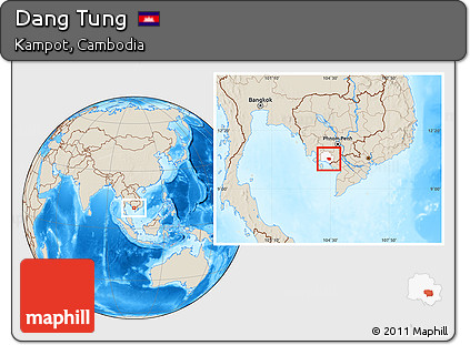Shaded Relief Location Map of Dang Tung, highlighted parent region