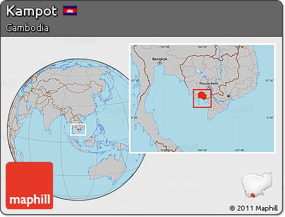 Gray Location Map of Kampot