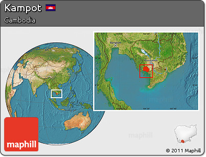 Satellite Location Map of Kampot