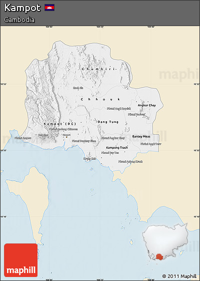 Classic Style Map of Kampot, single color outside