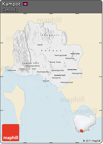 Classic Style Map of Kampot, single color outside
