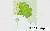 Physical Map of Kampot, lighten