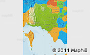 Physical Map of Kampot, political outside