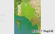 Physical Map of Kampot, satellite outside